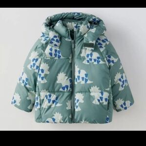 Zara Boy’s Dinosaur Puffer Coat Water Repellent Size 5-6